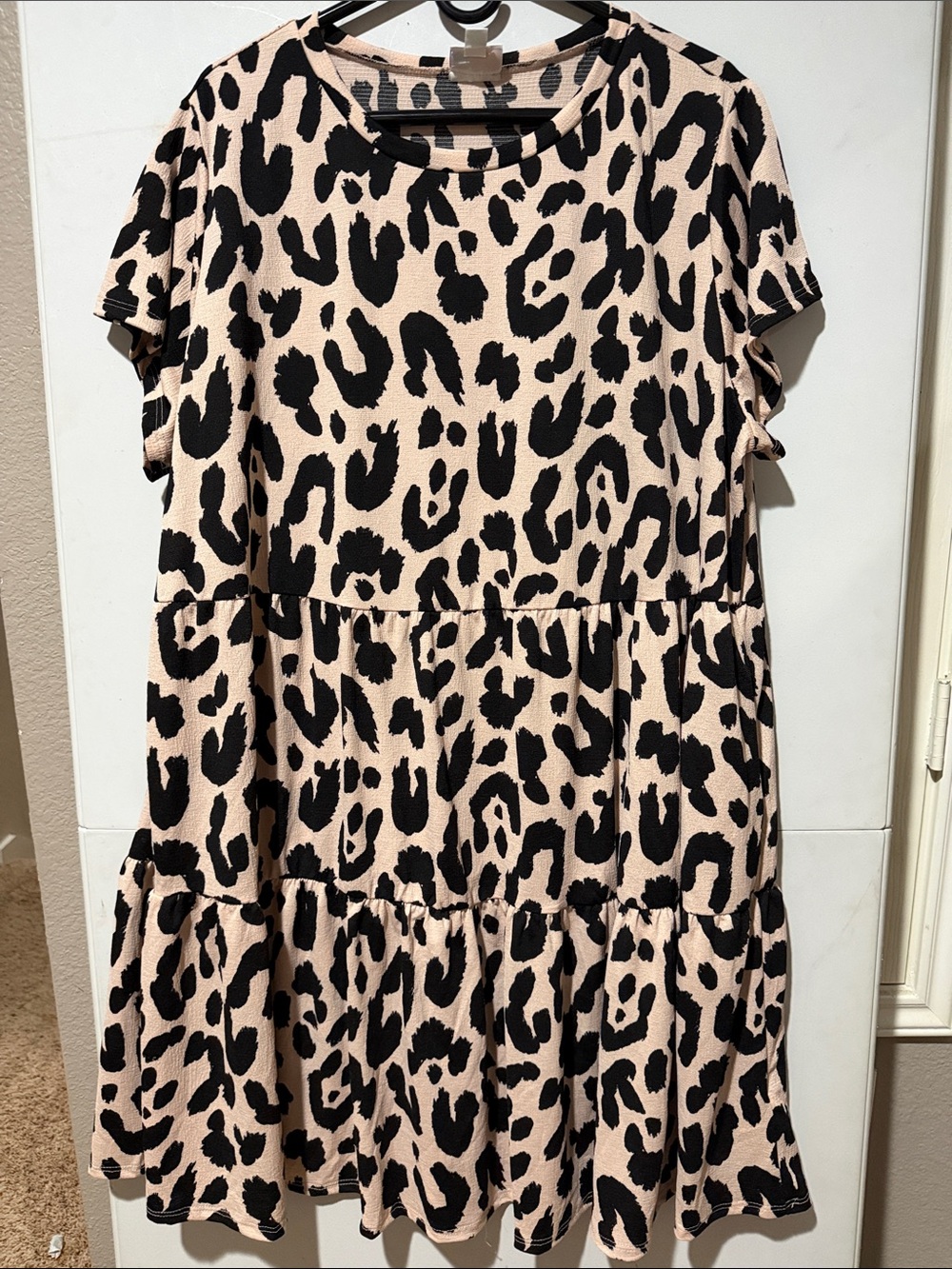 LuLaRoe Ariel Crepe Beige and Black Leopard Print Midi Dress